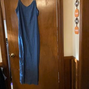 COPY - Sleeveless denim maxi dress with spilt in …
